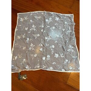 Echo Floral Scarf Shimmer Silk Rayon | NWT | Blue White | 21" Square